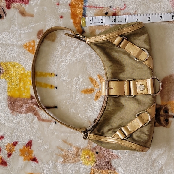 🤎 OLIVE GOLD SILVER VINTAGE Y2K XOXO SMALL SHOULDER HAND BAG - Picture 5 of 8